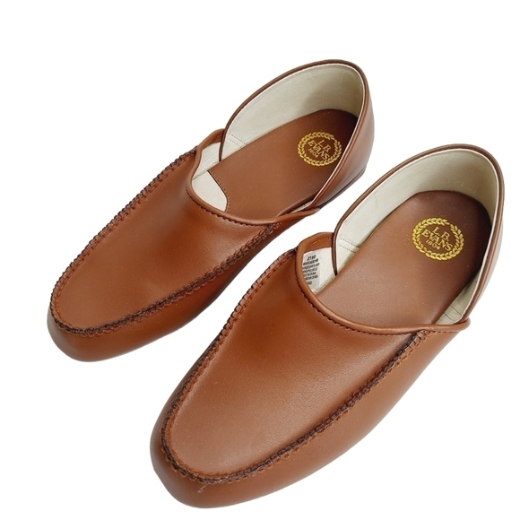 L.B. Evans 9 M Chicopee Slippers Brown Leather Classic Moccasin House Shoe EUC - Picture 3 of 11